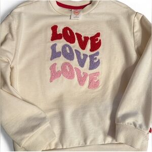 Cream Sweatshirt with Love Embroidery